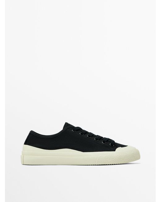 MASSIMO DUTTI White Rubberised Canvas Trainers for men