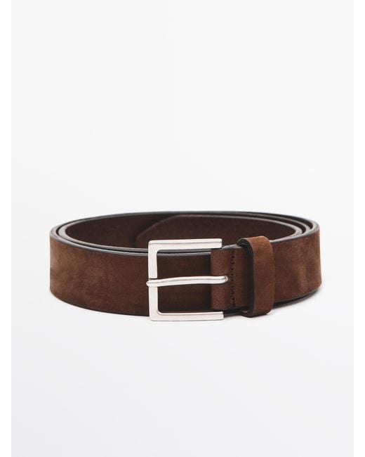 MASSIMO DUTTI Brown Square Buckle Belt for men