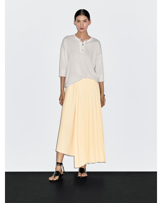 MASSIMO DUTTI White Asymmetric Box Pleat Skirt