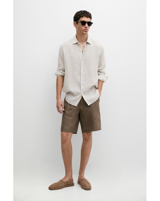 MASSIMO DUTTI Natural Regular Fit Pinstripe Shirt for men