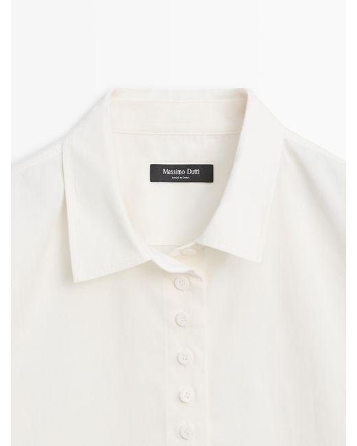 MASSIMO DUTTI Green Shirt With Button Detail, 100% Cotton