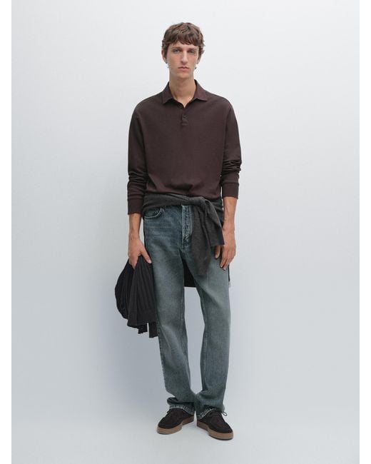 Polo Manga Larga Cuello Contraste MASSIMO DUTTI de hombre de color Multicolor