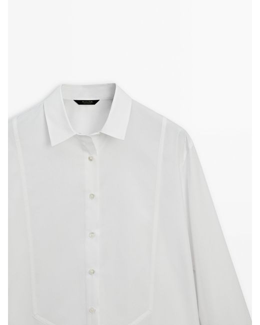 MASSIMO DUTTI White Cotton Poplin Shirt