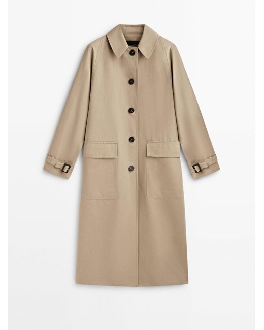 MASSIMO DUTTI Cotton And Linen Blend Trench Jacket in Natural Lyst