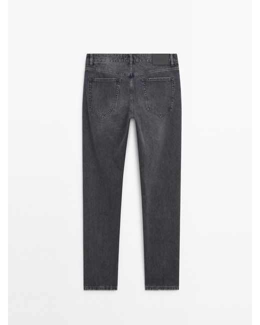 MASSIMO DUTTI Gray Relaxed Fit Stonewash Jeans for men