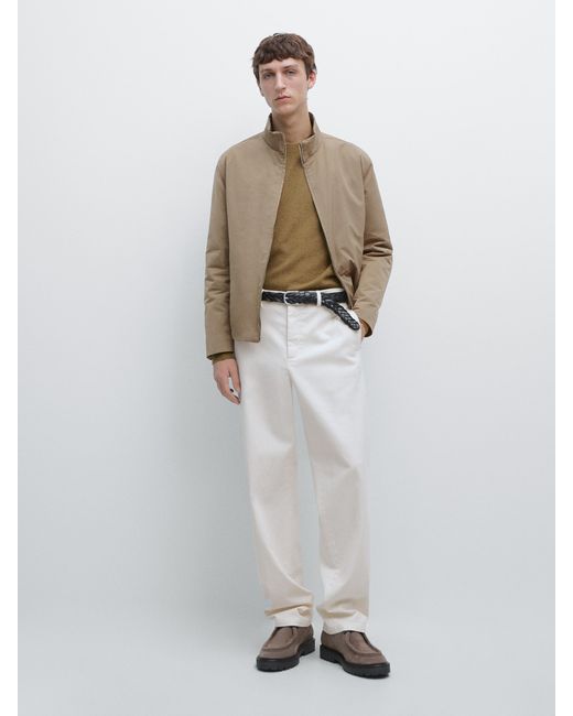 MASSIMO DUTTI White Cotton Twill Pants With Elasticated Waistband for men