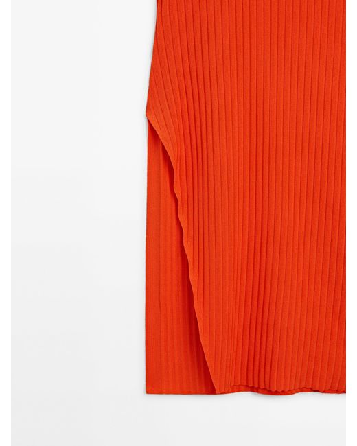 MASSIMO DUTTI Orange Knit Top With Vent Detail