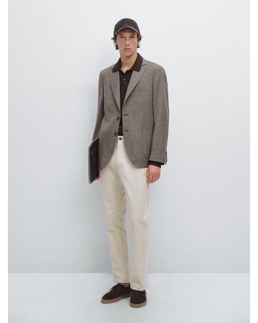 Pantaloni Testurizzati Slim Fit di MASSIMO DUTTI in Gray da Uomo