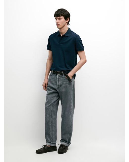 Polo Piqué Micro Estructura Algodón MASSIMO DUTTI de hombre de color Blue