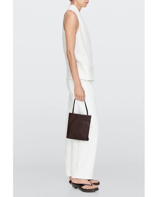 MASSIMO DUTTI White Nappa Leather Double-Compartment Bag