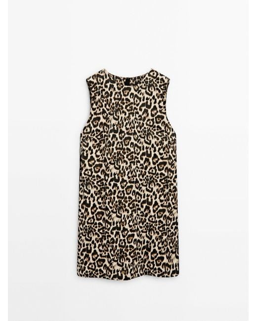 MASSIMO DUTTI Natural Animal Print Mini Dress