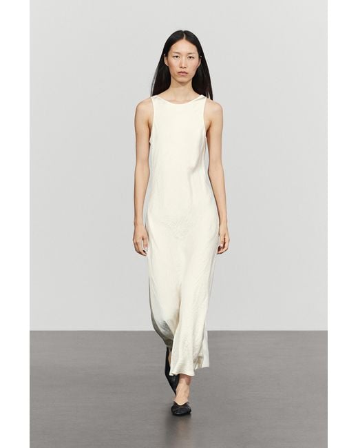 MASSIMO DUTTI White Satin Midi Dress