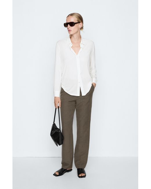 Camisa Fluida MASSIMO DUTTI de color White