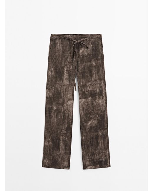MASSIMO DUTTI Klokkende Broek Met Versleten Effect in het Brown