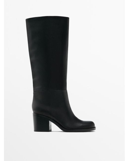 MASSIMO DUTTI Black Stiefel Mit Breitem Absatz