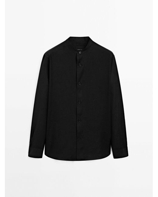 MASSIMO DUTTI Regular Fit Linnen Overhemd in het Black voor heren