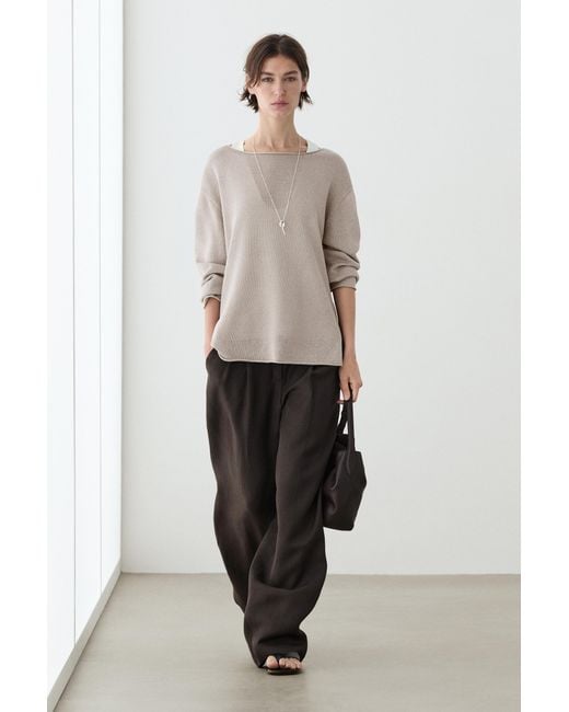 MASSIMO DUTTI Natural 100% Mercerised Cotton Sweater
