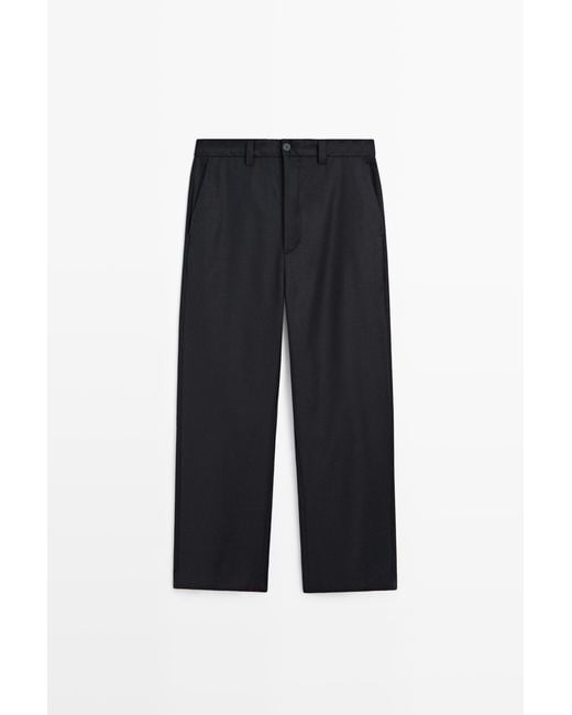 MASSIMO DUTTI 100% Wollen Broek in het Black voor heren