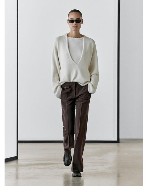 MASSIMO DUTTI Gray Flared Trousers With Pocket
