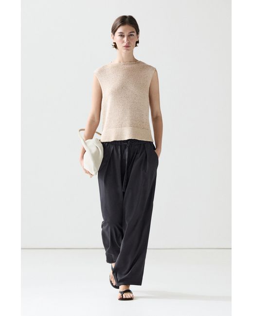 MASSIMO DUTTI Gray Voluminous Wide-Leg Pleated Trousers