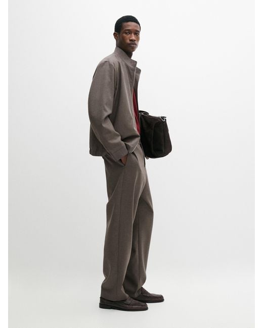 MASSIMO DUTTI Gray Cool Wool Blend Trousers for men