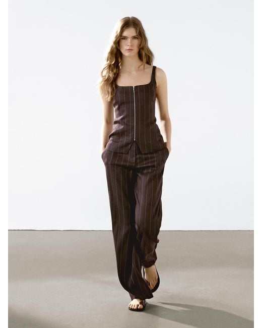 Veste Sans Manches Cintrée À Rayures Fermeture Éclair MASSIMO DUTTI en coloris Multicolor
