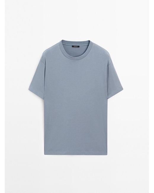 MASSIMO DUTTI 100% Katoenen T-Shirt Van Middelgroot Gewicht in het Blue voor heren
