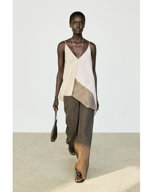 MASSIMO DUTTI Natural Flowing Asymmetric Strappy Top