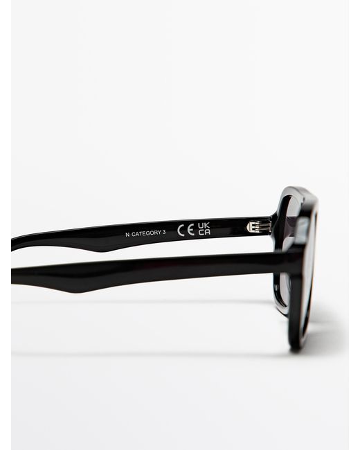 MASSIMO DUTTI Black Aviator Sunglasses