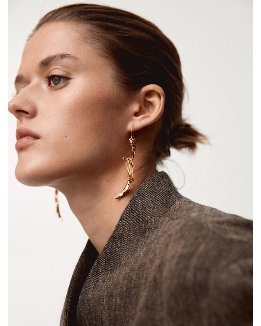 Boucles D'Oreilles Pendantes Feuilles MASSIMO DUTTI en coloris Brown
