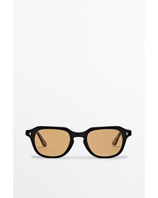 MASSIMO DUTTI White Round Resin Sunglasses for men