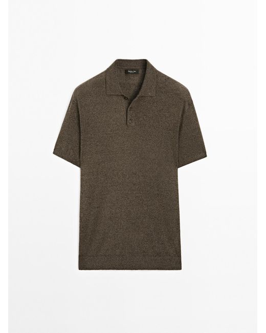 MASSIMO DUTTI Tricot Polo Van Linnenmix in het White voor heren
