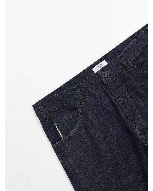 MASSIMO DUTTI Blue Straight-Leg Rinse Wash Jeans for men