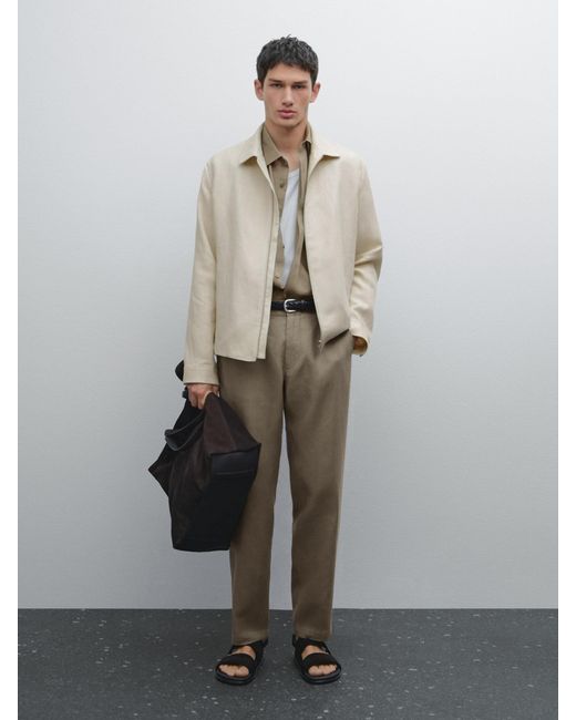 MASSIMO DUTTI Hose Im Tapered-Fit Aus 100 Leinen in White für Herren