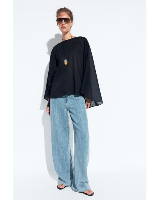 MASSIMO DUTTI Blue Flowing Asymmetric Cape