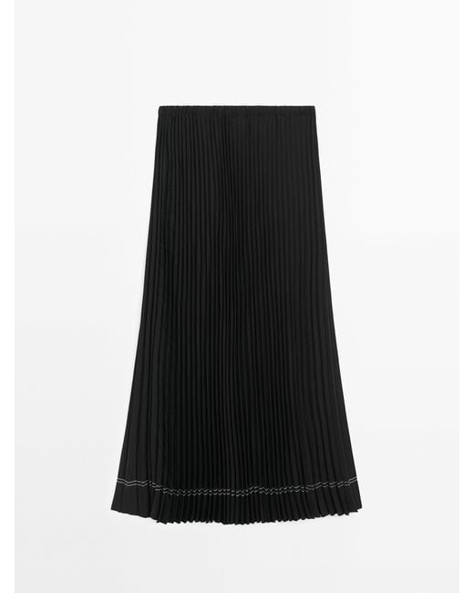 MASSIMO DUTTI Black Pleated Skirt With Laces