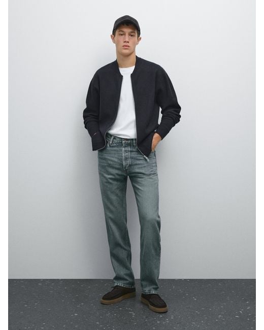 Cárdigan Punto Tipo Bomber MASSIMO DUTTI de hombre de color Gray