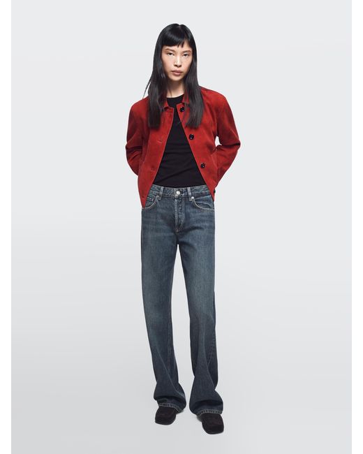 MASSIMO DUTTI Red Mid-Waist Wide-Leg Jeans
