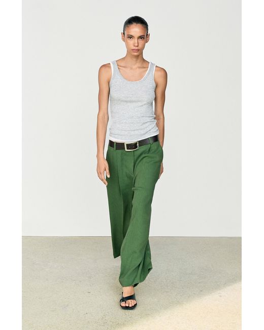 MASSIMO DUTTI Green Flowing Total Look Pants