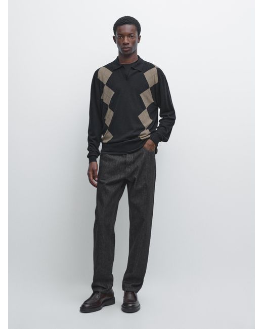 Jersey Polo Punto Rombos Con Lana MASSIMO DUTTI de hombre de color Multicolor