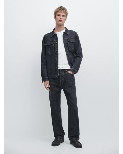 MASSIMO DUTTI Blue Denim Trucker Jacket for men