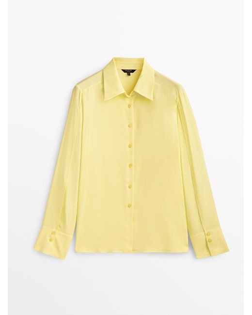 MASSIMO DUTTI Flowing Shirt Featuring Sleeves With Vents in Yellow | Lyst