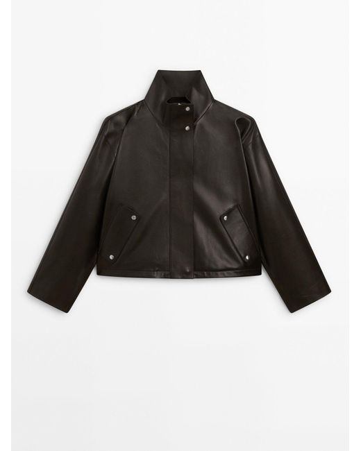 MASSIMO DUTTI Wijd Nappaleren Jack in het Black