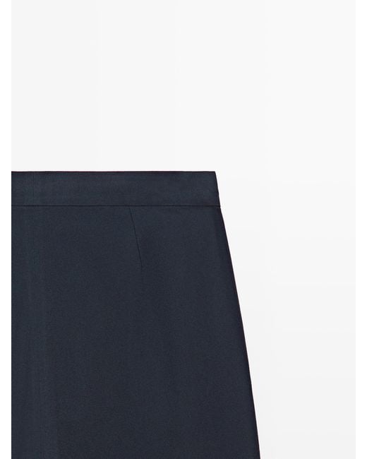 MASSIMO DUTTI Blue Flowing Straight-Leg Pants