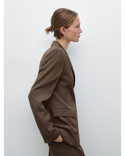 MASSIMO DUTTI Brown Figurbetonter Blazer Aus Wollmischgewebe