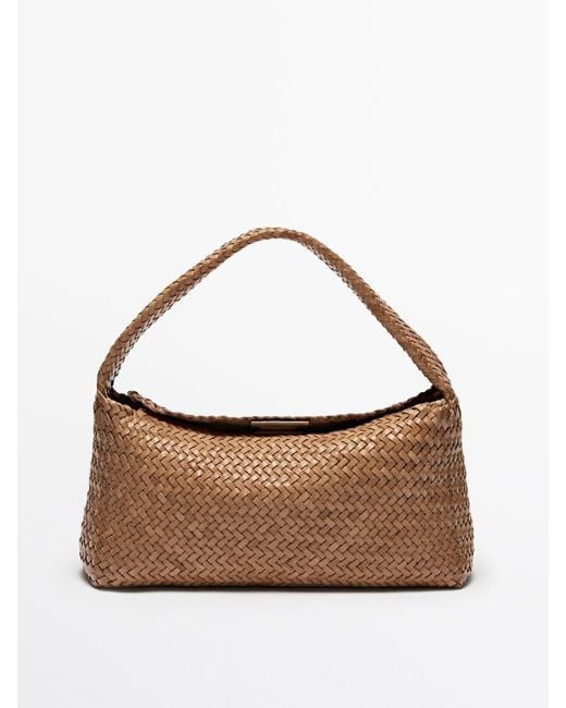 MASSIMO DUTTI Brown Woven Nappa Leather Bag