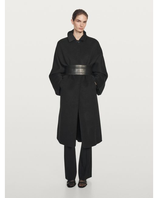 MASSIMO DUTTI Black Long Batwing Sleeve Coat