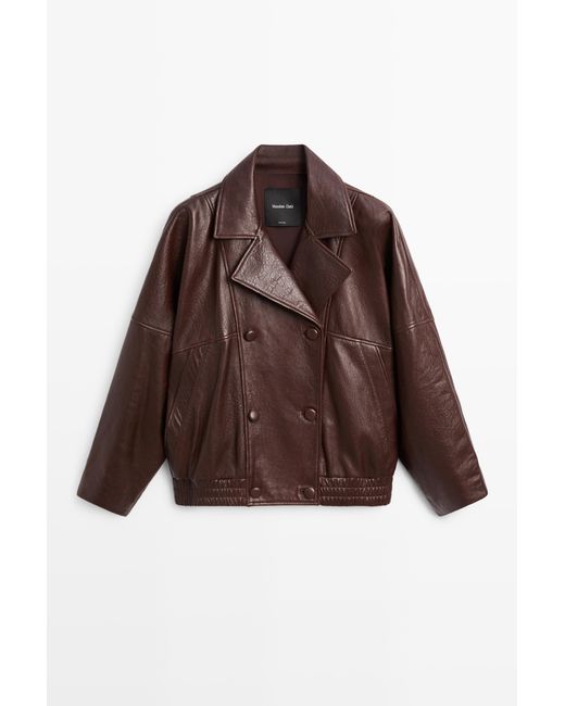 MASSIMO DUTTI Nappaleren Bomberjack in het Brown