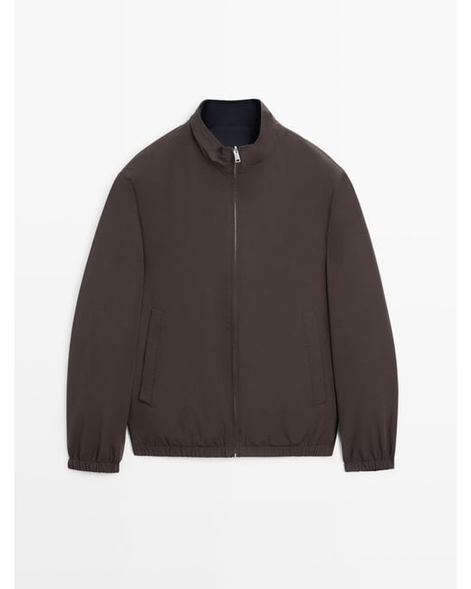 MASSIMO DUTTI Blue Reversible Cropped Jacket for men