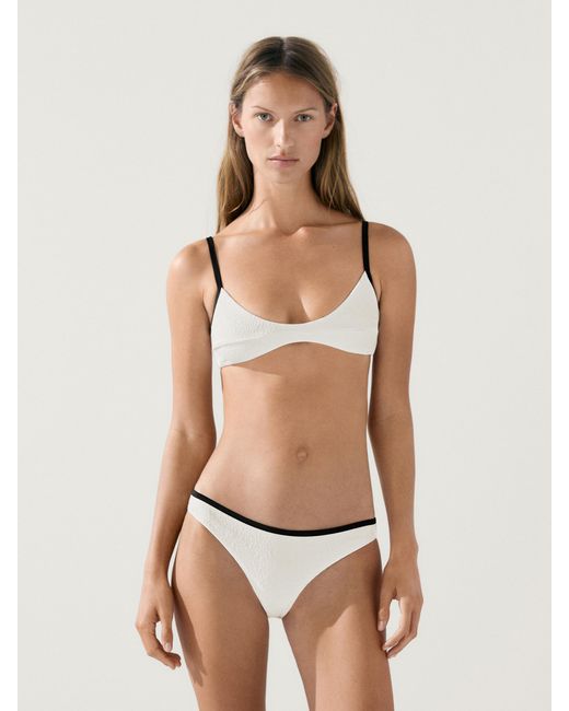 Bas De Bikini Texturé Contrastant MASSIMO DUTTI en coloris Natural